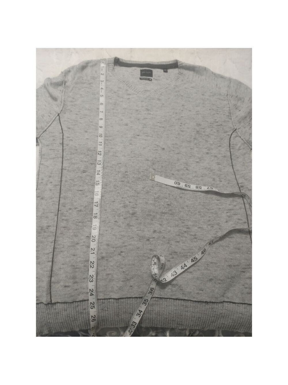 Men's J.B. Heath Standard M Grey Black Speckled V-Neck Sweater - Picture 7 of 7